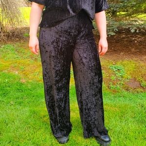 Banana Republic Factory, Black Crushed Velvet Matching Top & Bottom Set, Size L